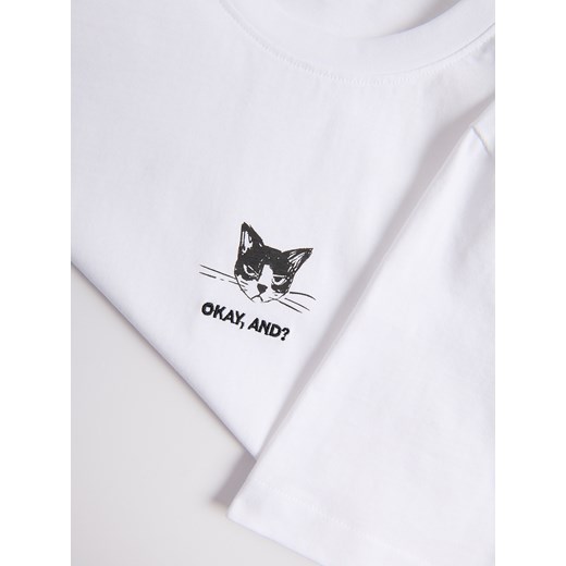T-shirt męski biały Reserved bawełniany