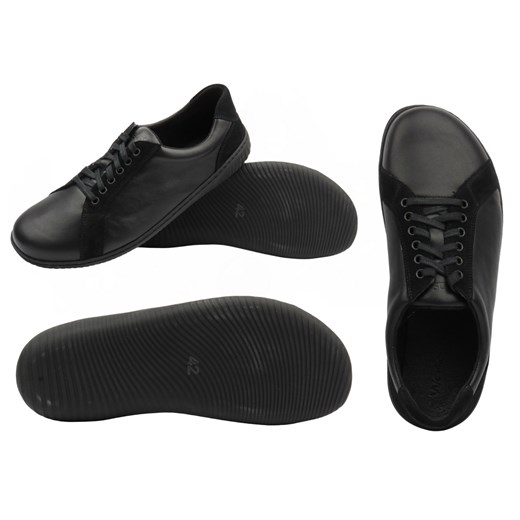 Skórzane półbuty męskie barefoot czarne o podwyższonej tęgości H  Wasak 0741 ze sklepu ulubioneobuwie w kategorii Półbuty męskie - zdjęcie 180410978