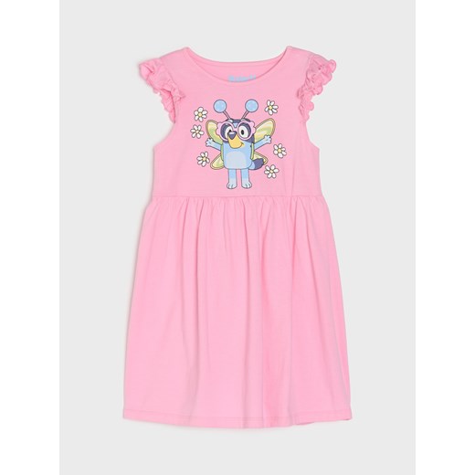 Sinsay - Sukienka marszczona w talii z ozdobnymi falbanami Bluey - różowy Sinsay 116 Sinsay