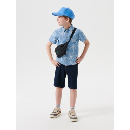 Sinsay - Koszula z lekkiego jeansu z motywem palm - niebieski Sinsay 110 Sinsay