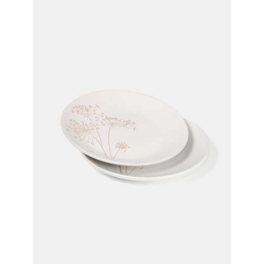 Sinsay - Kamionkowy talerz z kwiatowym motywem 2 pack - kremowy Sinsay One Size Sinsay
