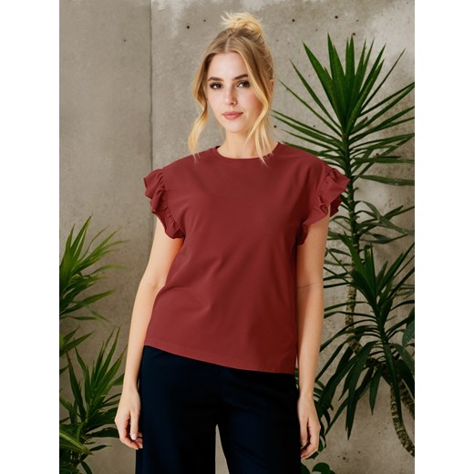 Bluzka damska Sinsay bawełniana z okrągłym dekoltem z krótkim rękawem 