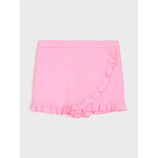 Sinsay - Szorty z zakładką i ozdobnymi falbanami - różowy ze sklepu Sinsay w kategorii Spodenki dziewczęce - zdjęcie 180413655