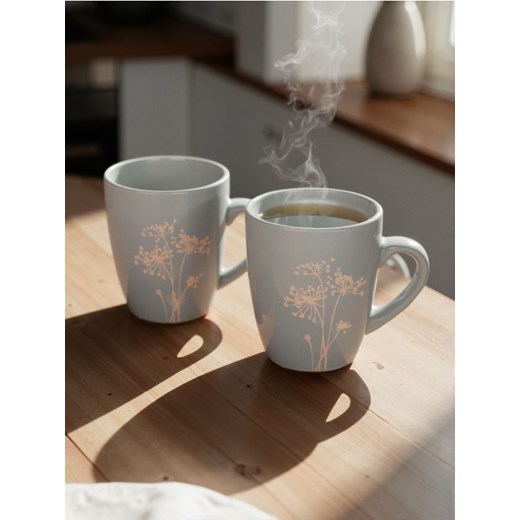 Sinsay - Kubki z kwiatowym motywem 2 pack - szary ze sklepu Sinsay w kategorii Kubki - zdjęcie 180413775