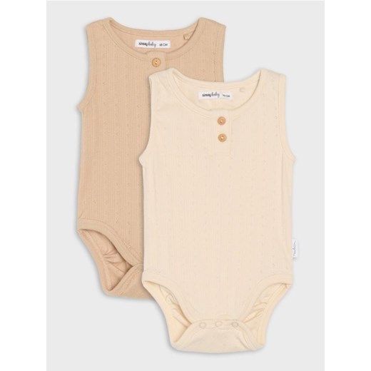Sinsay - Body z ażurowej dzianiny 2 pack - kremowy ze sklepu Sinsay w kategorii Odzież dla niemowląt - zdjęcie 180414046