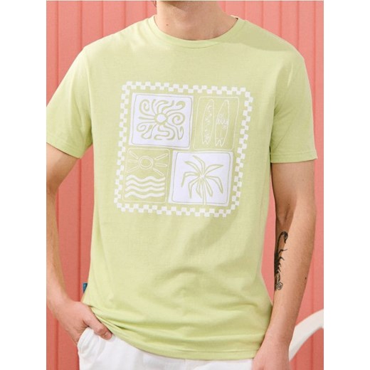 Sinsay - Koszulka z letnim nadrukiem - zielony ze sklepu Sinsay w kategorii T-shirty męskie - zdjęcie 180414066