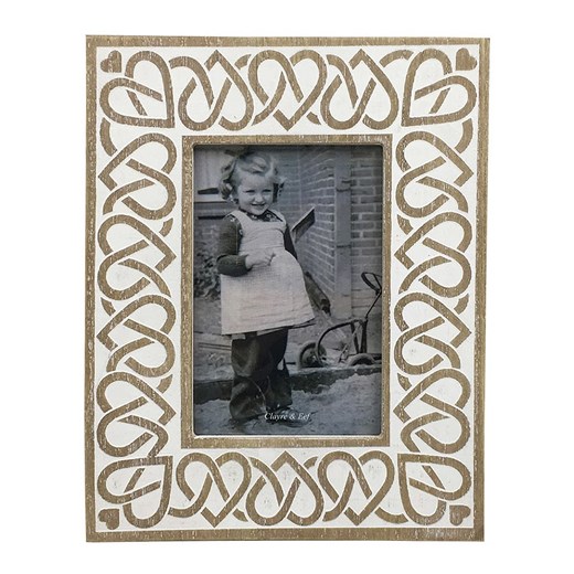 Clayre &amp; Eef Ramka w kolorze biało-jasnobrązowym na zdjęcia - 19 x 24 cm ze sklepu Limango Polska w kategorii Szaliki męskie - zdjęcie 180416117