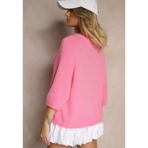 Sweter damski Renee różowy z wełny 