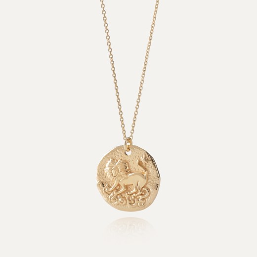 Srebrny naszyjnik znak zodiaku - lew w złotym pokryciu ze sklepu GIORRE w kategorii Naszyjniki - zdjęcie 180417395