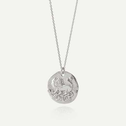Srebrny naszyjnik znak zodiaku - lew w pokryciu platyną ze sklepu GIORRE w kategorii Naszyjniki - zdjęcie 180417396