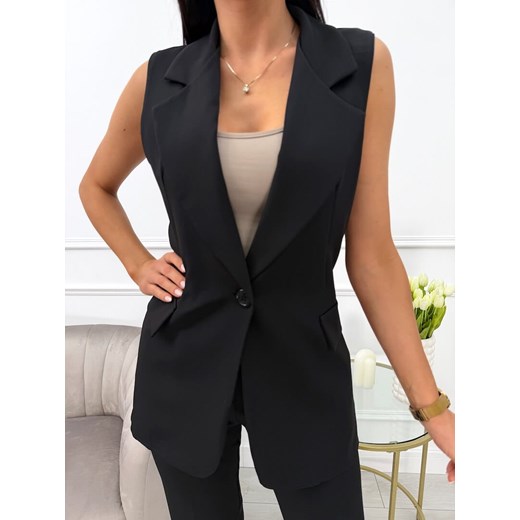 Czarna Elegancka Kamizelka ze sklepu ModnaKiecka.pl w kategorii Kamizelki damskie - zdjęcie 180417625