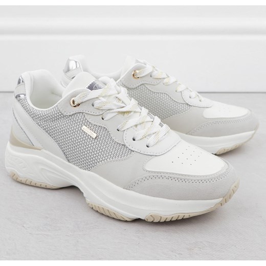 Skórzane sneakersy damskie białe eVento 8238 szare Evento 41 ButyModne.pl