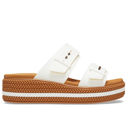 Klapki Crocs Brooklyn Woven Buckle Low Wedge 209978-0WV - białe ze sklepu streetstyle24.pl w kategorii Klapki damskie - zdjęcie 180419795