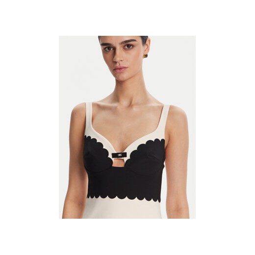 Elisabetta Franchi Sukienka koktajlowa AB70352E2 Beżowy Regular Fit Elisabetta Franchi 46 MODIVO