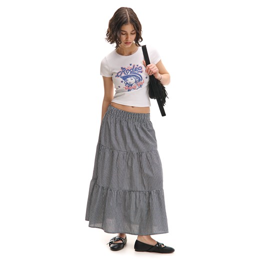 Cropp - Spódnica maxi w kratę - czarny ze sklepu Cropp w kategorii Spódnice - zdjęcie 180427265