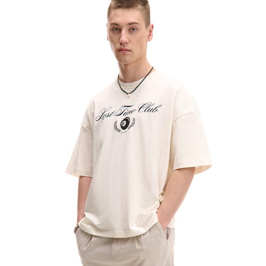 Cropp - T-shirt z kontrastowymi napisami - kremowy ze sklepu Cropp w kategorii T-shirty męskie - zdjęcie 180427385