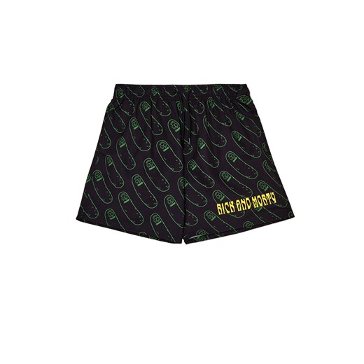 Cropp - Szorty kąpielowe z motywem ogórka Rick i Morty - czarny Cropp M Cropp