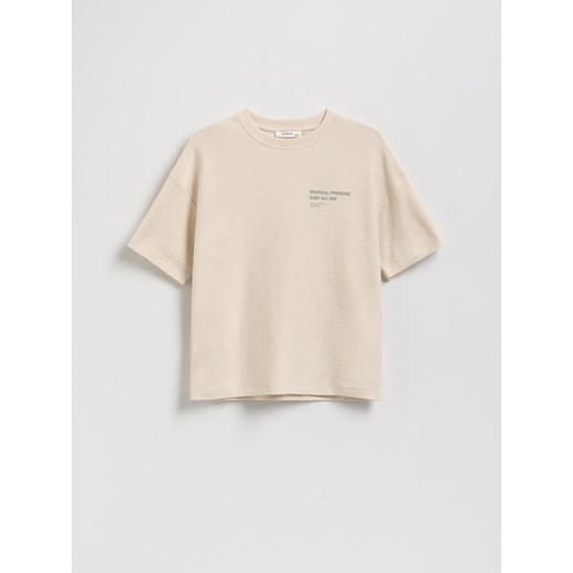 Reserved - T-shirt oversize - beżowy ze sklepu Reserved w kategorii T-shirty chłopięce - zdjęcie 180427816