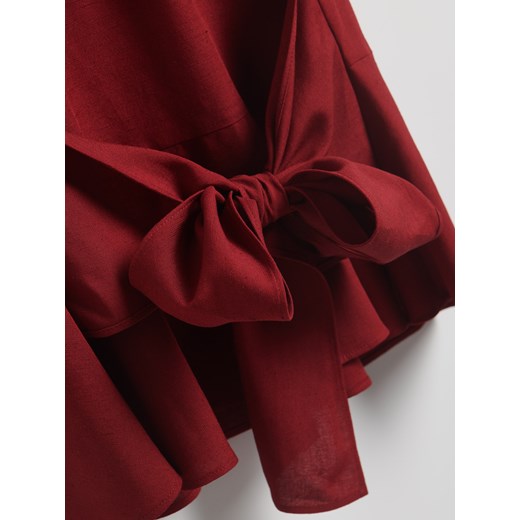 Reserved - Bluzka z wiązaniem na plecach - burgundowy Reserved L Reserved