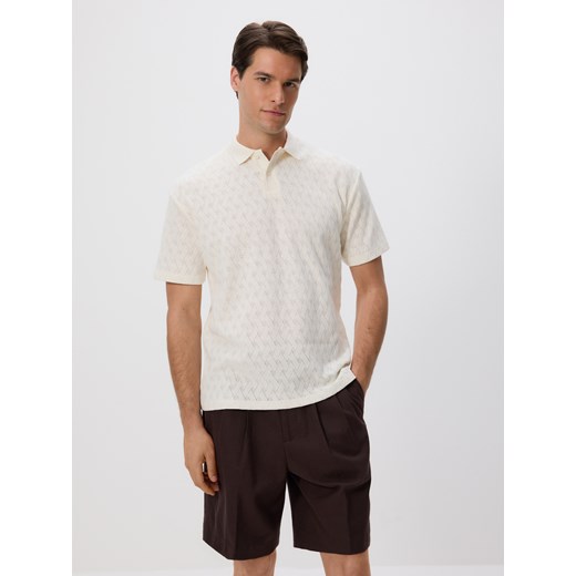 Reserved - Koszulka polo comfort fit - złamana biel ze sklepu Reserved w kategorii T-shirty męskie - zdjęcie 180428098