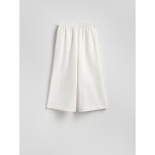 Reserved - Lniane spodnie culotte - biały Reserved XL Reserved
