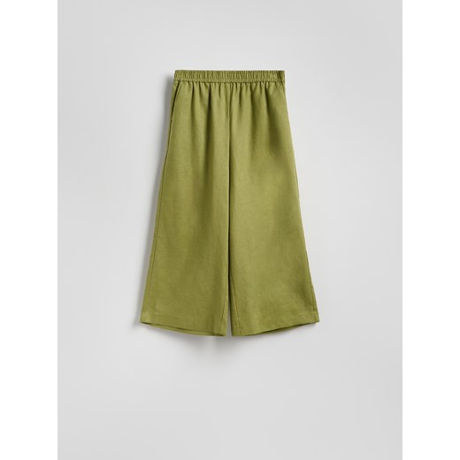 Reserved - Lniane spodnie culotte - oliwkowy Reserved XL Reserved