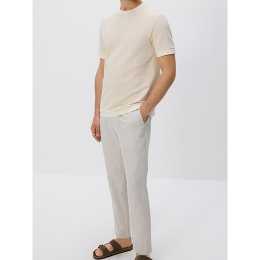 Reserved - Bawełniany t-shirt regular - złamana biel Reserved M Reserved