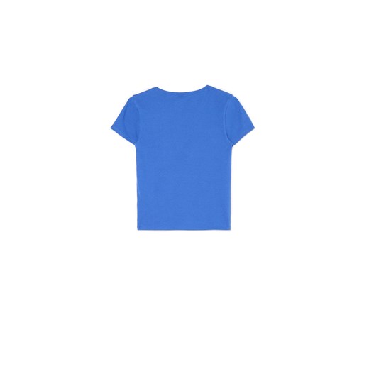 Cropp - Niebieska dopasowana koszulka basic - niebieski Cropp XS Cropp