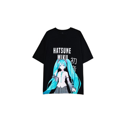 Cropp - Czarna koszulka z Hatsune Miku - czarny ze sklepu Cropp w kategorii Bluzki damskie - zdjęcie 180429796