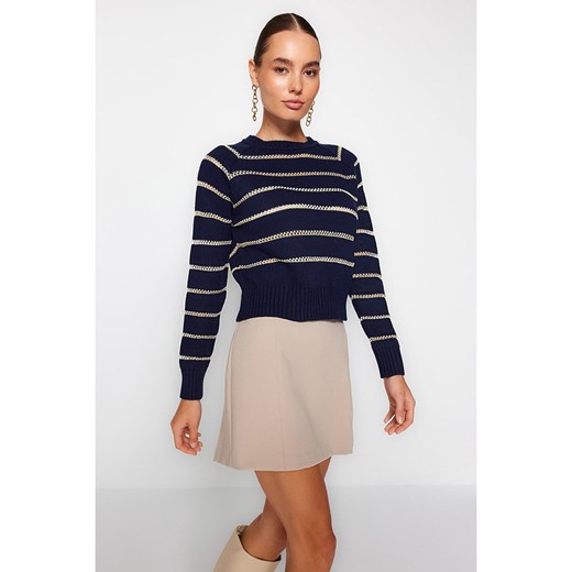 trendyol Sweter w kolorze granatowo-beżowym Trendyol M okazyjna cena Limango Polska