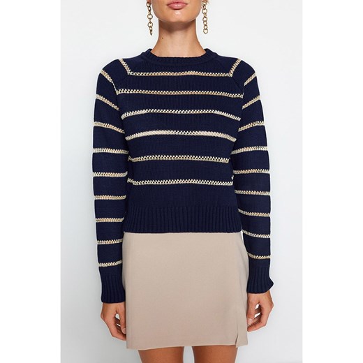 trendyol Sweter w kolorze granatowo-beżowym Trendyol M okazja Limango Polska
