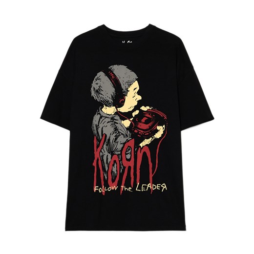 Cropp - Czarna koszulka z Korn - czarny Cropp XS Cropp