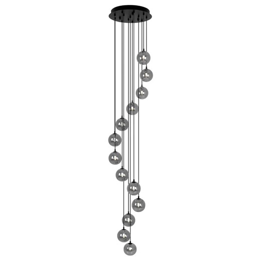 Długa grafitowa lampa z wiszącymi szklanymi kloszami W0-R44 ze sklepu Edinos.pl w kategorii Lampy wiszące - zdjęcie 180432217