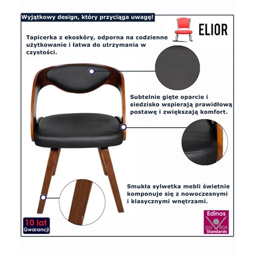 Komplet brązowych krzeseł z ekoskóry - Haloni Elior One Size Edinos.pl