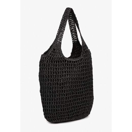 Czarna Torebka Shopper z Plecionką i Napisami Navessa ONE SIZE wyprzedaż born2be.pl