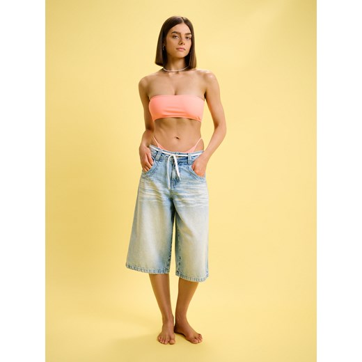 Cropp - Bandażowa pastelowa góra od bikini - pomarańczowy ze sklepu Cropp w kategorii Stroje kąpielowe - zdjęcie 180436209