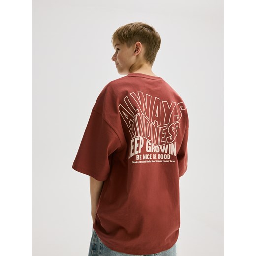 Reserved - Bawełniany t-shirt z nadrukiem - bordowy Reserved 158/164 (12-13 lat) Reserved