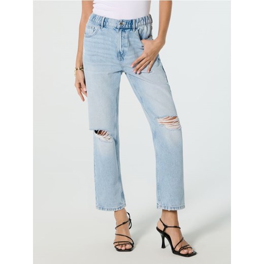 Sinsay - Jeansy mom fit z przetarciami - niebieski ze sklepu Sinsay w kategorii Jeansy damskie - zdjęcie 180437799