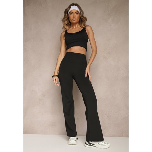 Czarne Legginsy High Waist z Szeroką Gumką w Pasie Idalania ze sklepu renee.pl w kategorii Spodnie damskie - zdjęcie 180438506