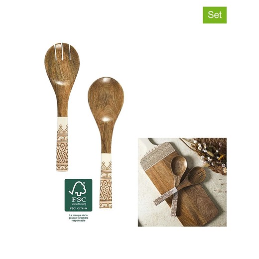 Ethnical Life Sztućce sałatkowe (2 szt.) w kolorze brązowo-beżowym - dł. 30 cm ze sklepu Limango Polska w kategorii Sztućce - zdjęcie 180439246