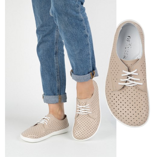 BAREFOOT Damskie minimalistyczne sneakersy 1288POL beż z białym ze sklepu butyolivier w kategorii Półbuty damskie - zdjęcie 180441739