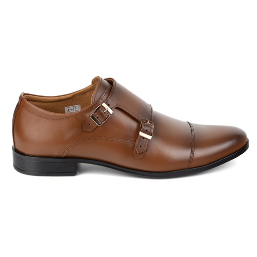 Skórzane buty wizytowe skórzane Monki 306LU jasny brąz ze sklepu butyolivier w kategorii Buty eleganckie męskie - zdjęcie 180441747