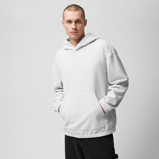 Męski polar nierozpinany z kapturem Outhorn OTHWSS24TFLEM259 - szary ze sklepu Sportstylestory.com w kategorii Bluzy męskie - zdjęcie 180442037