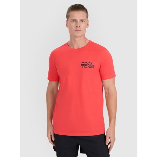 Męski t-shirt z nadrukiem 4F 4FWSS25TTSHM1984 - pomarańczowy ze sklepu Sportstylestory.com w kategorii T-shirty męskie - zdjęcie 180442409