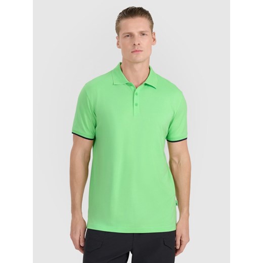 Męska koszulka polo 4F 4FRSS25TPTSM633 - zielona ze sklepu Sportstylestory.com w kategorii T-shirty męskie - zdjęcie 180442429