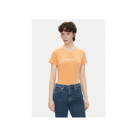 Pepe Jeans T-Shirt New Virginia PL505202 Pomarańczowy Slim Fit ze sklepu MODIVO w kategorii Bluzki damskie - zdjęcie 180444219