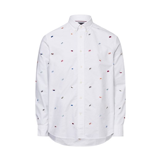 Tommy Hilfiger Męska koszula casual Mężczyźni Comfort Fit Bawełna biały wzorzysty ze sklepu vangraaf w kategorii Koszule męskie - zdjęcie 180447196