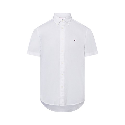 Tommy Hilfiger Męska koszulka z krótkim rękawem Mężczyźni Regular Fit Bawełna biały jednolity ze sklepu vangraaf w kategorii Koszule męskie - zdjęcie 180447197