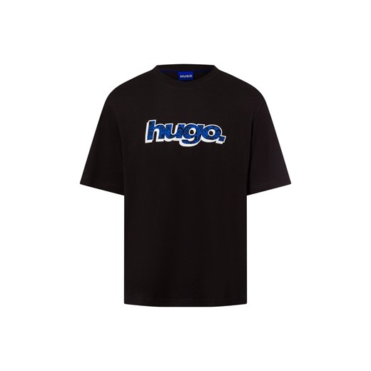HUGO BLUE Koszulka męska - Nugibol Mężczyźni Bawełna czarny jednolity ze sklepu vangraaf w kategorii T-shirty męskie - zdjęcie 180447219