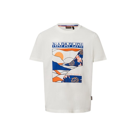 Napapijri Koszulka męska - Valdor Mężczyźni Bawełna écru nadruk ze sklepu vangraaf w kategorii T-shirty męskie - zdjęcie 180447235